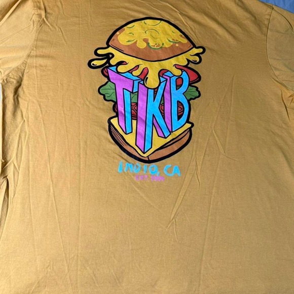 TKB Indio CA Graphic‎ T-Shirt Mustard Yellow Burger Logo Smart Blanks 2XL - Picture 4 of 4